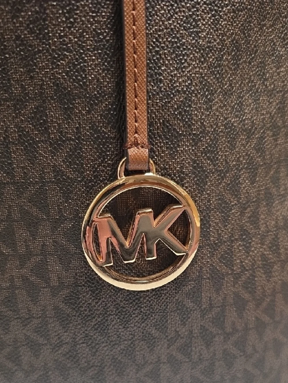 Michael Kors Brown Jet SetTote with Tan Trim and Gold Hardware